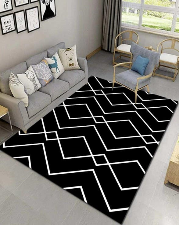 Velvet Rug, 160×230 cm - Black White