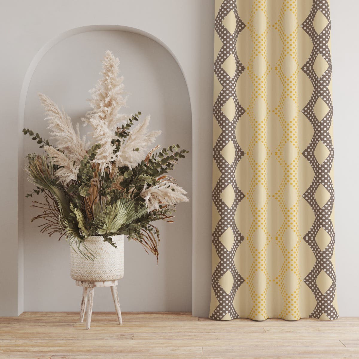 Velvet Curtain, 1 Piece, 250×145 cm - Multicolor
