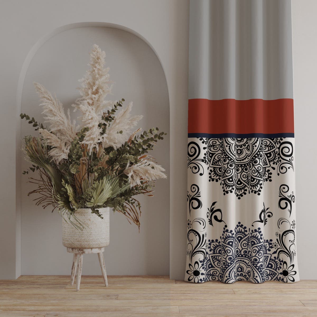 Velvet Curtain, 1 Piece, 250×145 cm - Multicolor
