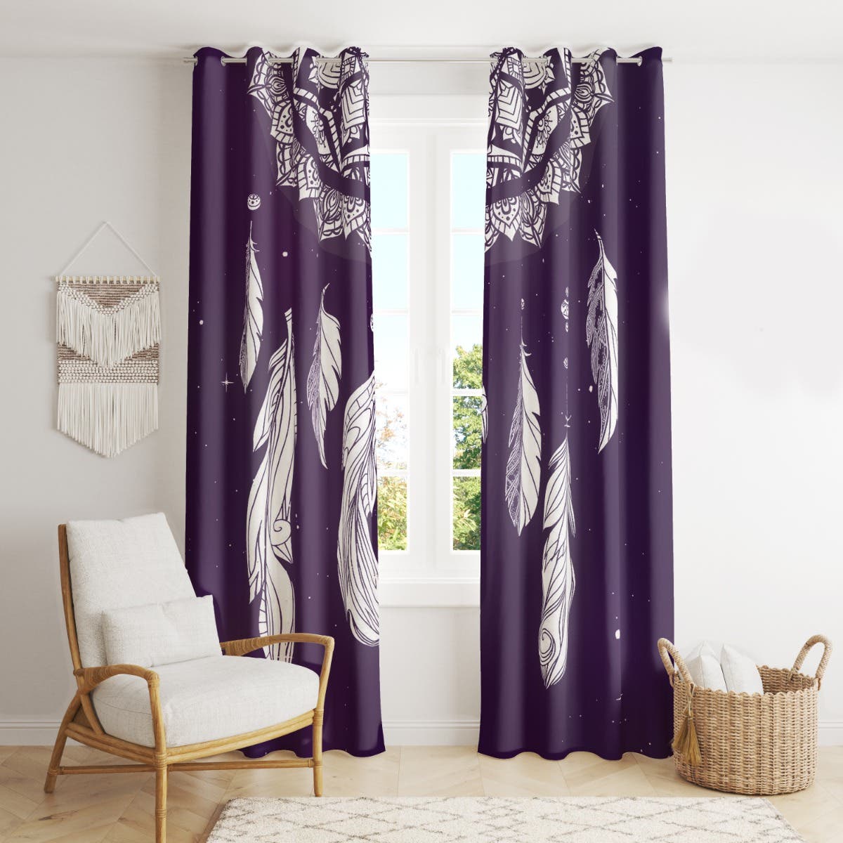 Velvet Curtain, 2 Pieces, 270×145 cm - Multicolor