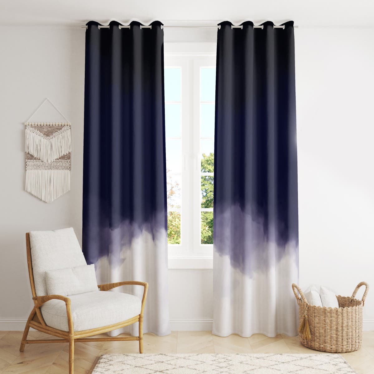 Velvet Curtain, 2 Pieces, 270×145 cm - Multicolor