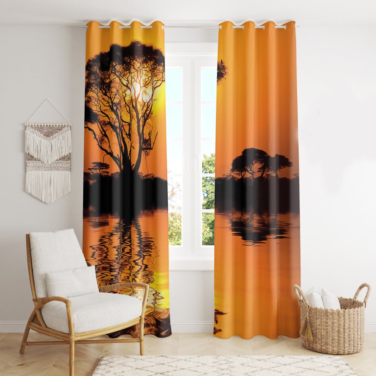 Velvet Curtain, 2 Pieces, 270×145 cm - Multicolor