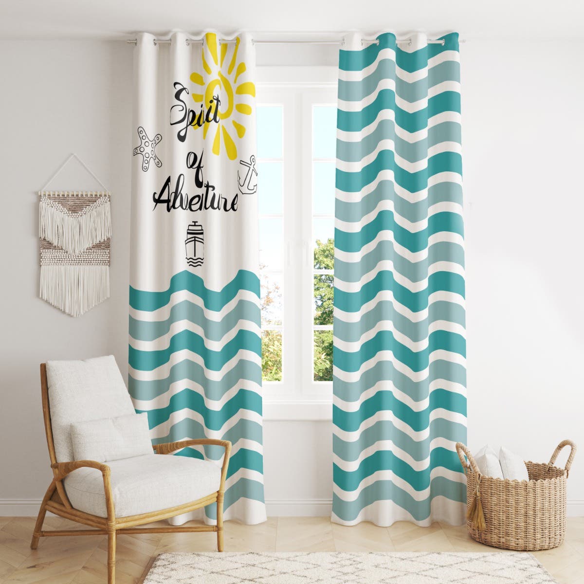 Velvet Curtain, 2 Pieces, 270×145 cm - Multicolor