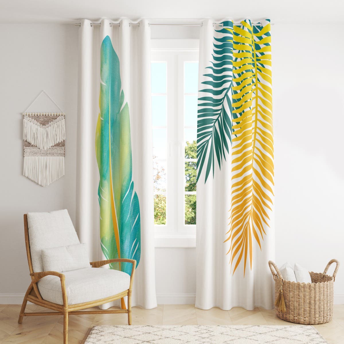 Velvet Curtain, 2 Pieces, 270×145 cm - Multicolor