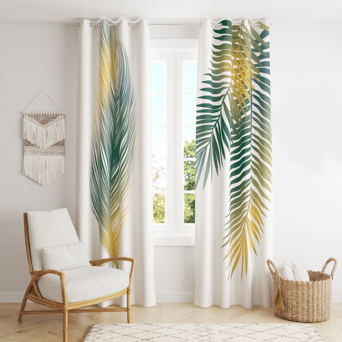 Velvet Curtain, 2 Pieces, 270×145 cm - Multicolor