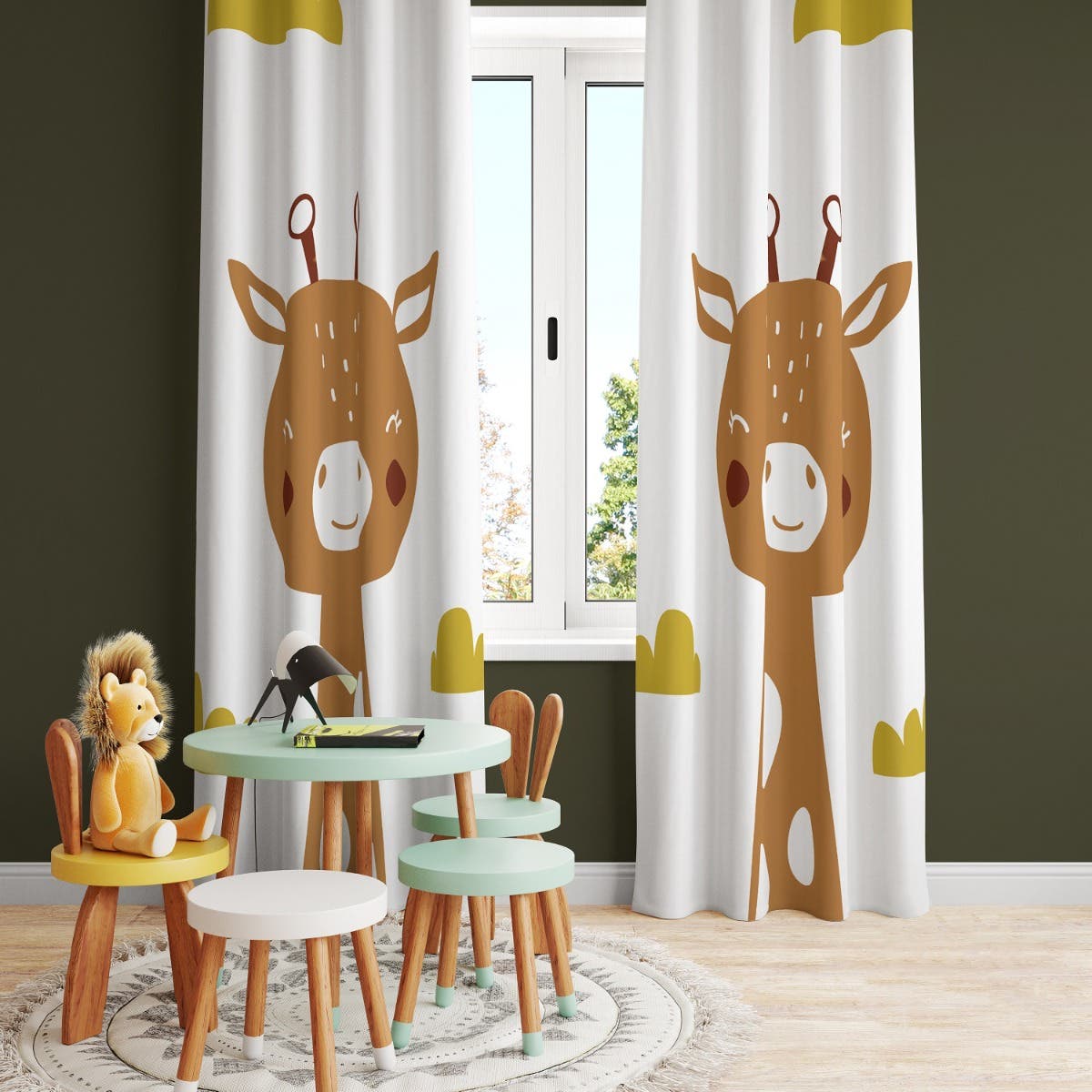 Velvet Children's Room Curtain, 2 Pieces, 270 x 145 cm - Multicolor