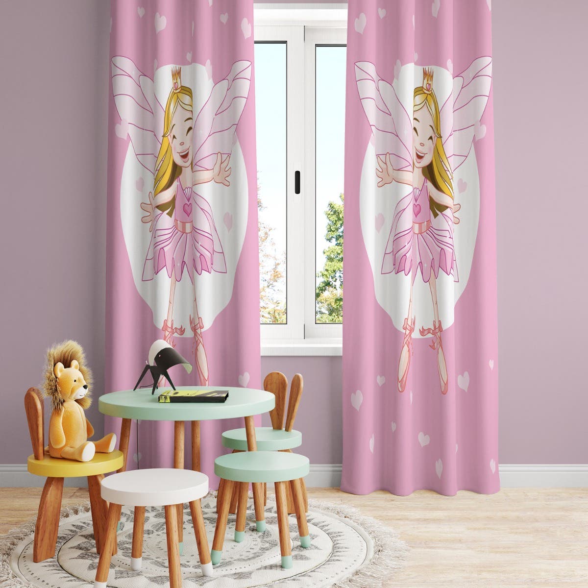Velvet Children's Room Curtain, 2 Pieces, 270 x 145 cm - Multicolor