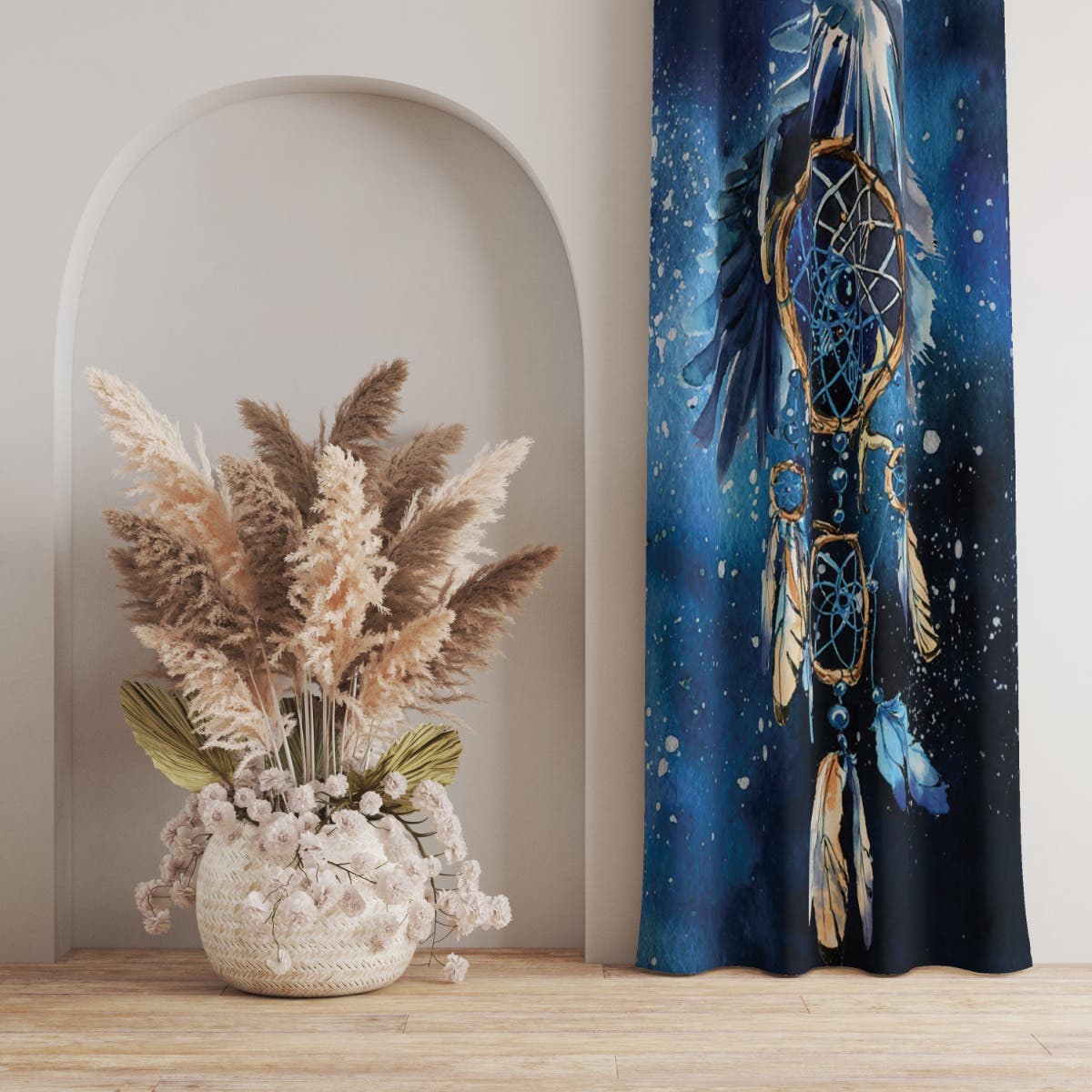 Velvet Curtain, 1 Piece, 250×145 cm - Multicolor