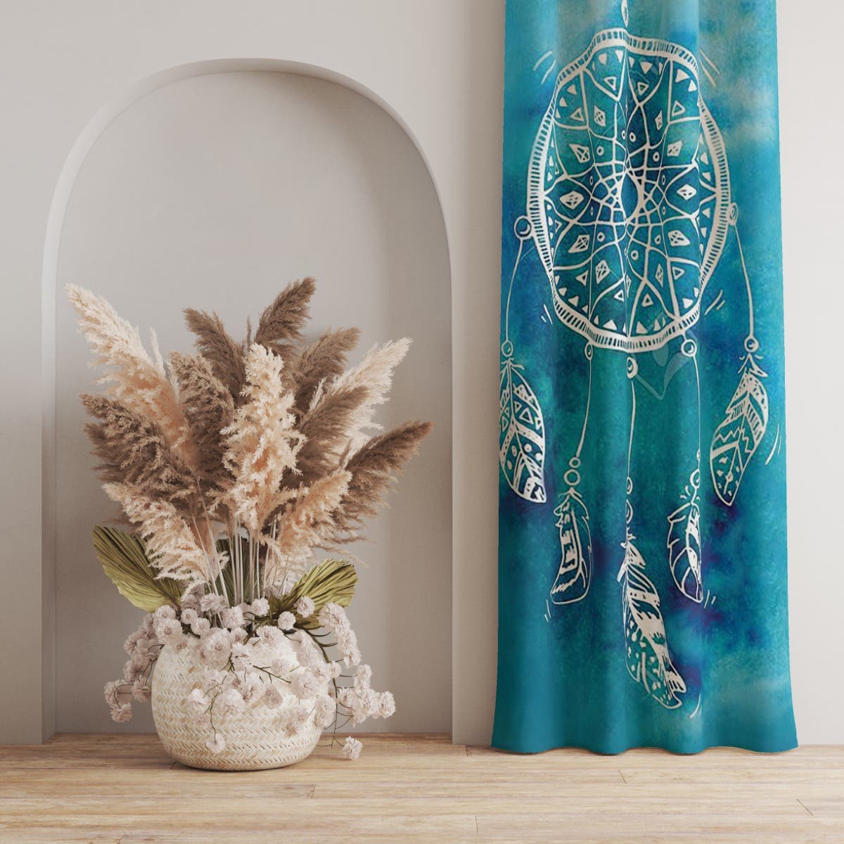 Velvet Curtain, 1 Piece, 250×145 cm - Multicolor