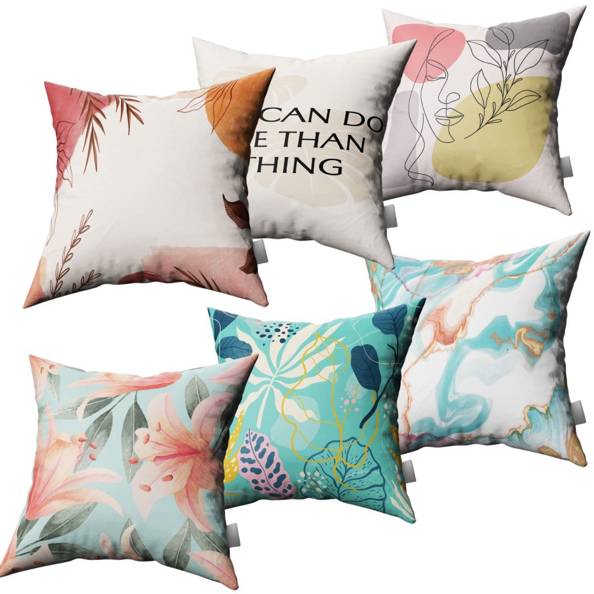 Velvet Cushion Covers, 6 Pieces, 47×47 cm - Multicolor