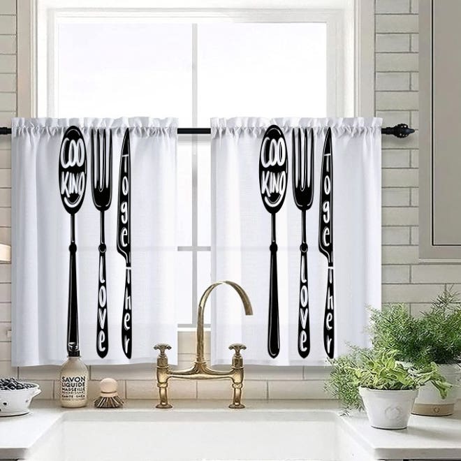 Velvet Kitchen Window Curtain, 2 Pieces, 150×100 cm - MultiColor