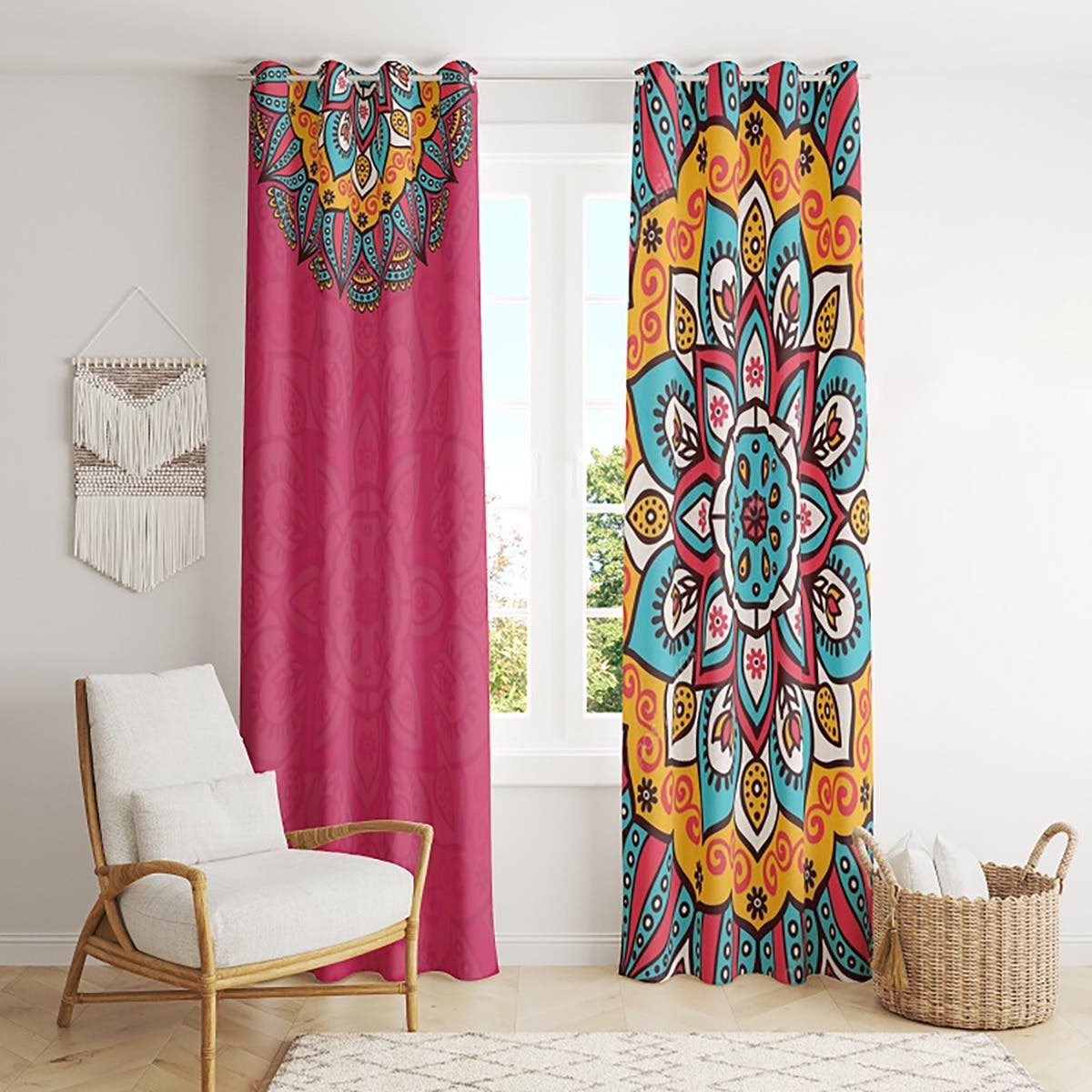 Velvet Curtain, 2 Pieces, 270×145 cm - Multicolor