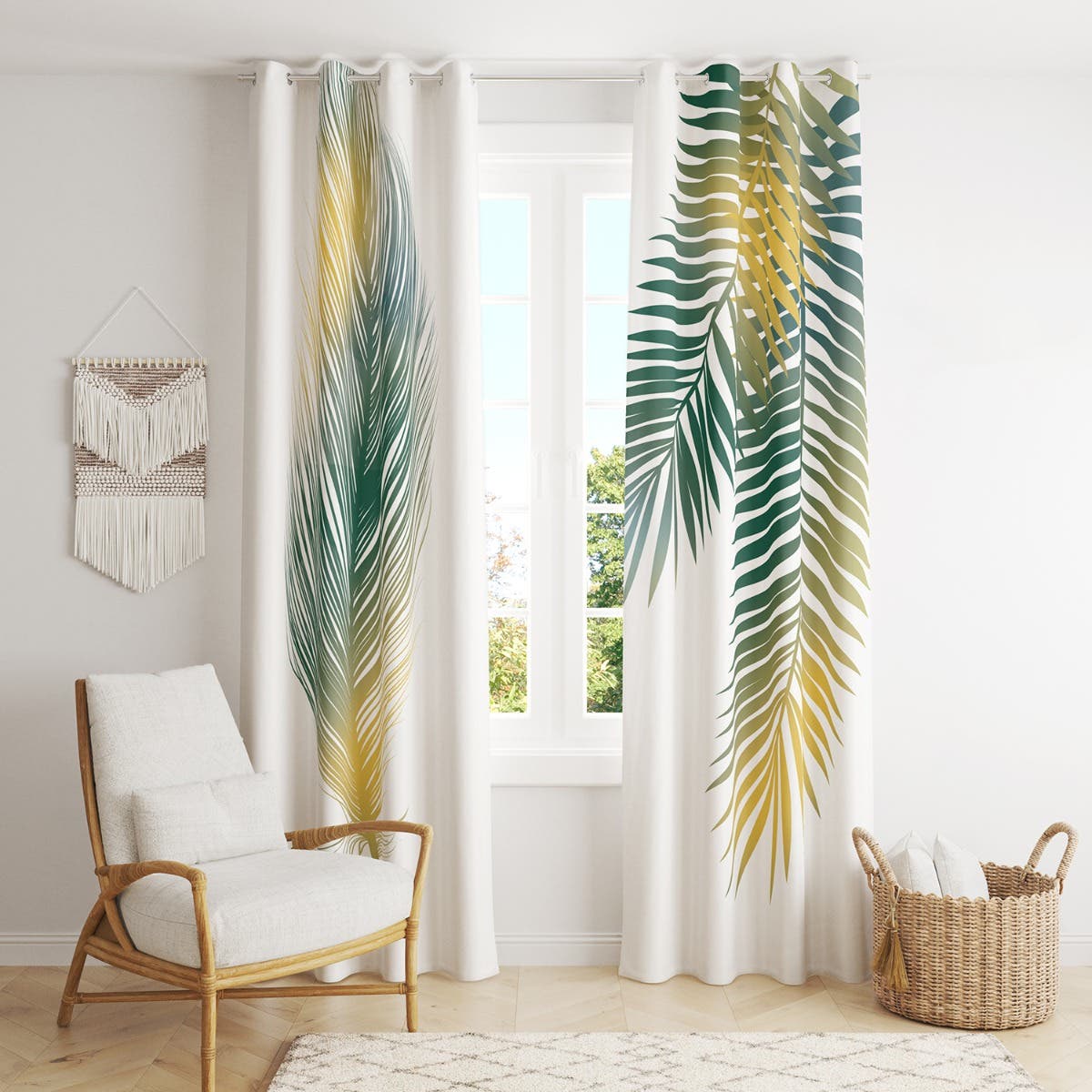 Velvet Curtain, 2 Pieces, 270×145 cm - Multicolor