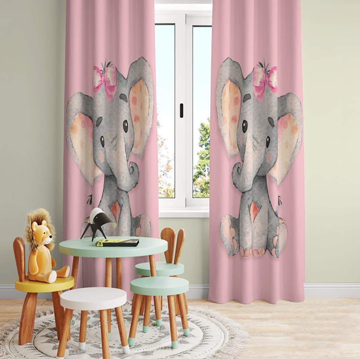 Velvet Curtain, 2 Pieces, 270×145 cm - Multicolor
