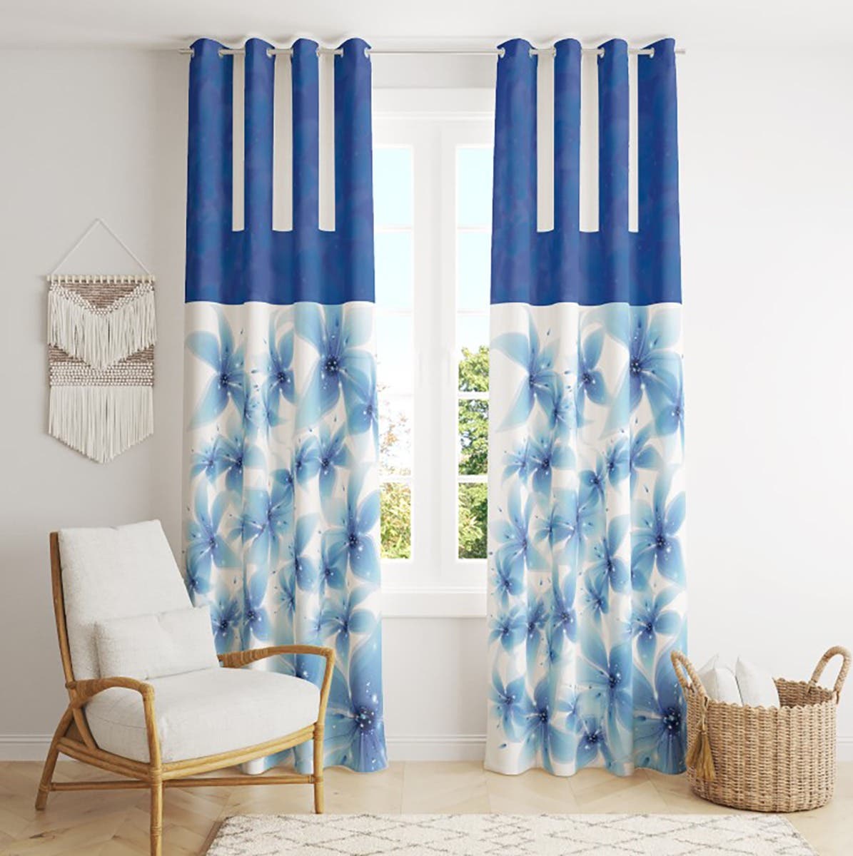 Velvet Curtain, 2 Pieces, 270×145 cm - Multicolor