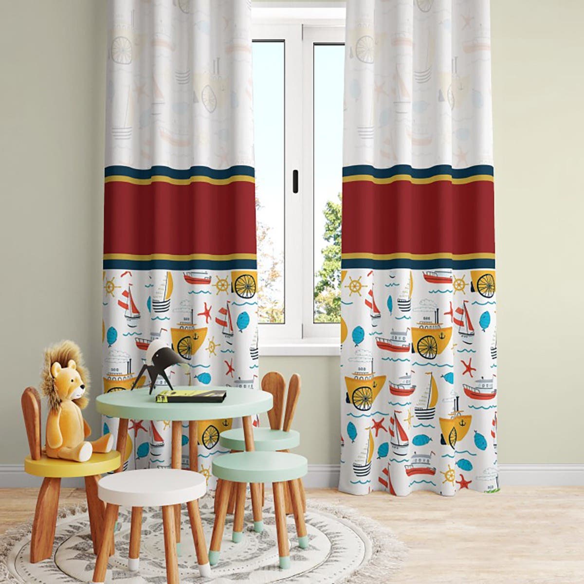 Velvet Curtain, 2 Pieces, 270×145 cm - Multicolor