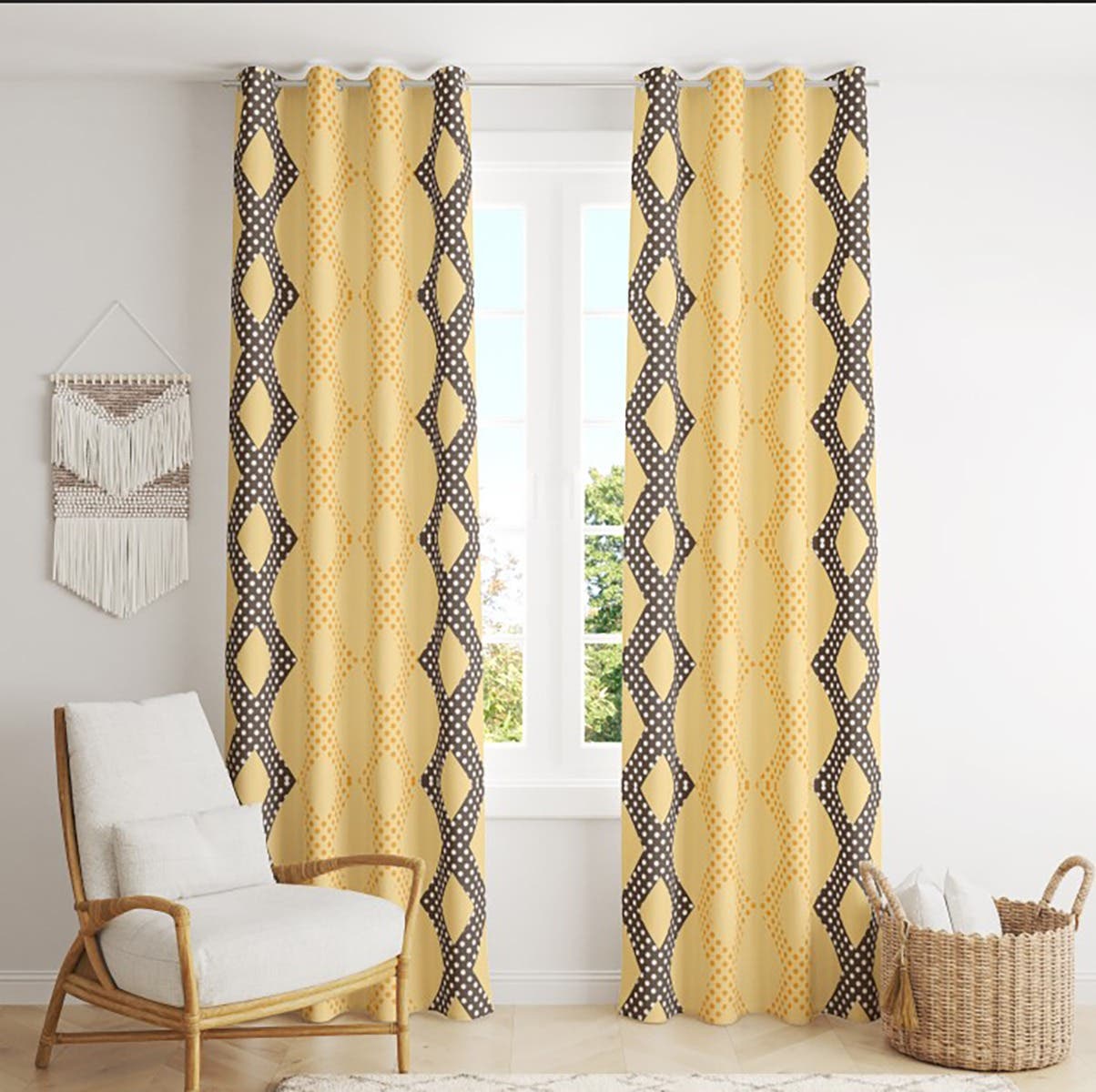 Velvet Curtain, 2 Pieces, 270×145 cm - Multicolor