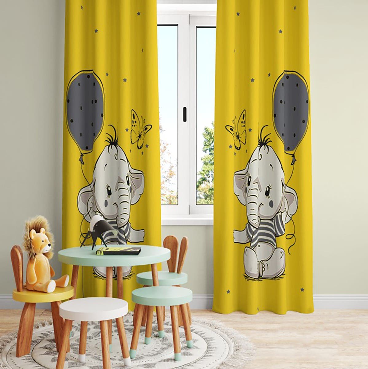 Velvet Curtain, 2 Pieces, 270×145 cm - Multicolor