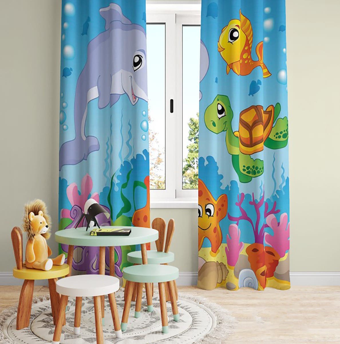 Velvet Curtain, 2 Pieces, 270×145 cm - Multicolor