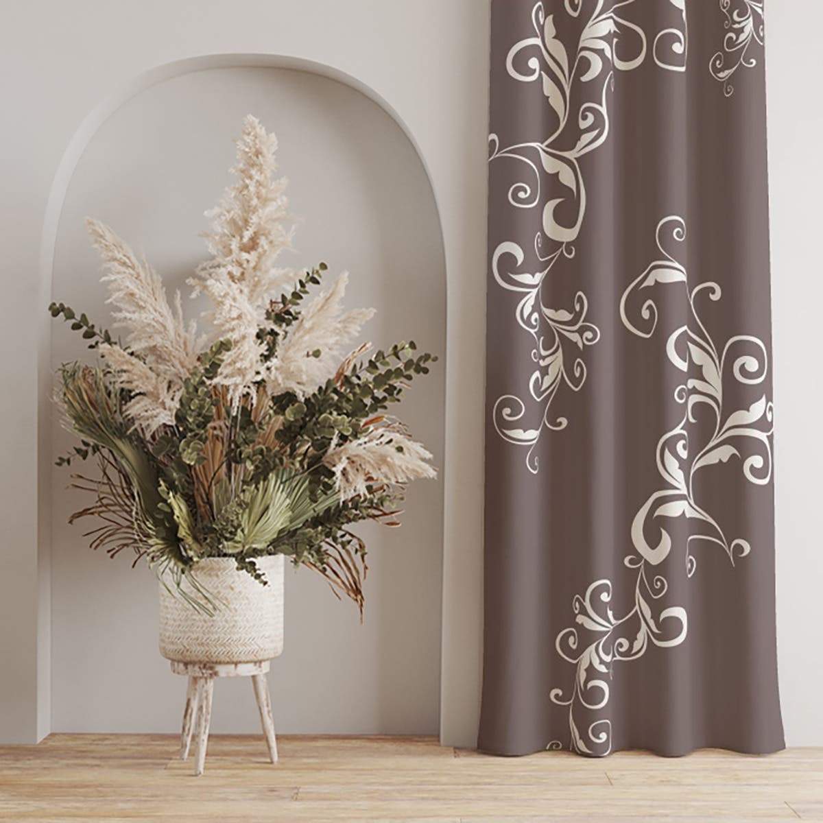 Velvet Curtain, 1 Piece, 270×145 cm - Multicolor