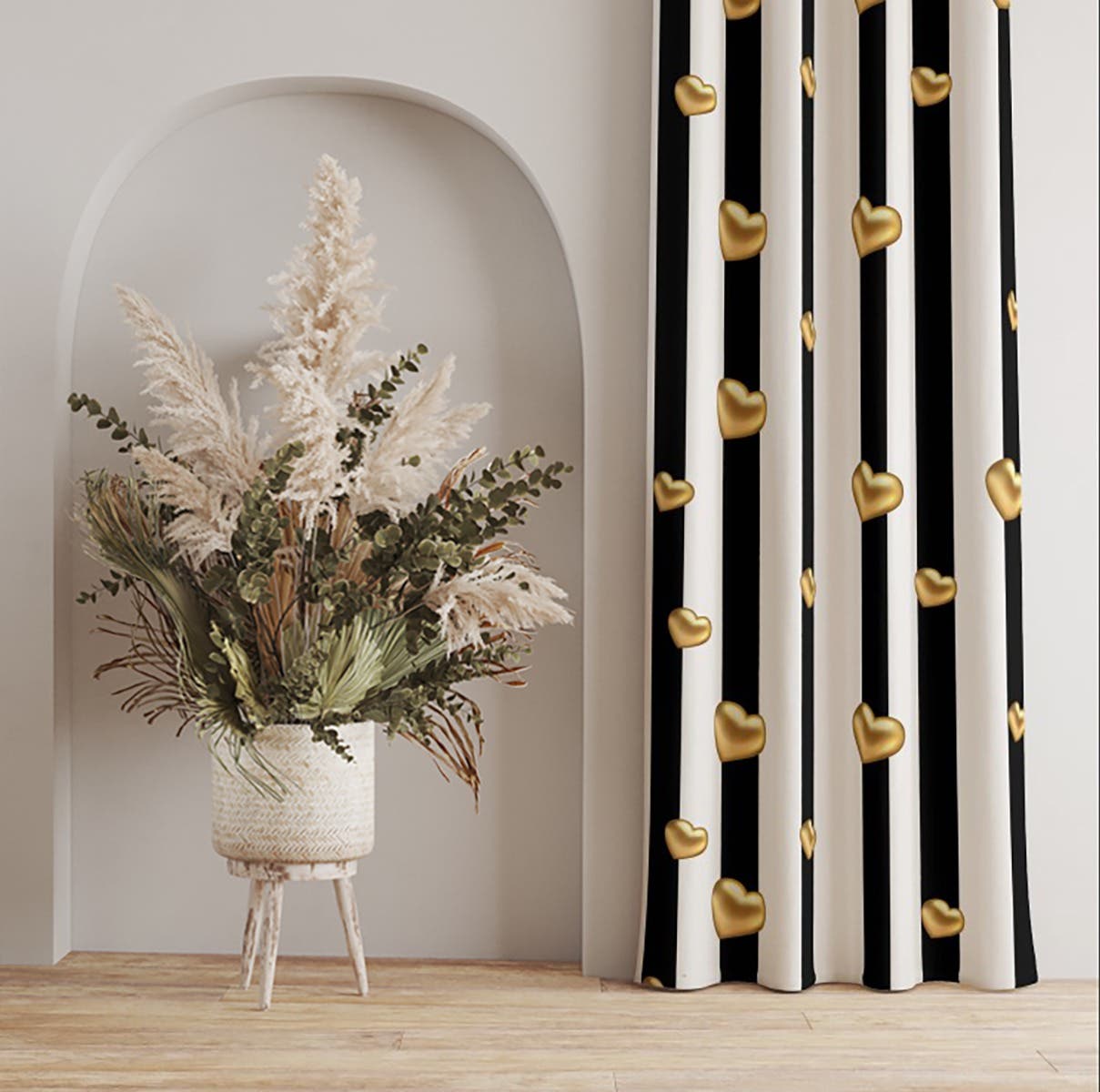 Velvet Curtain, 1 Piece, 270×145 cm - Multicolor