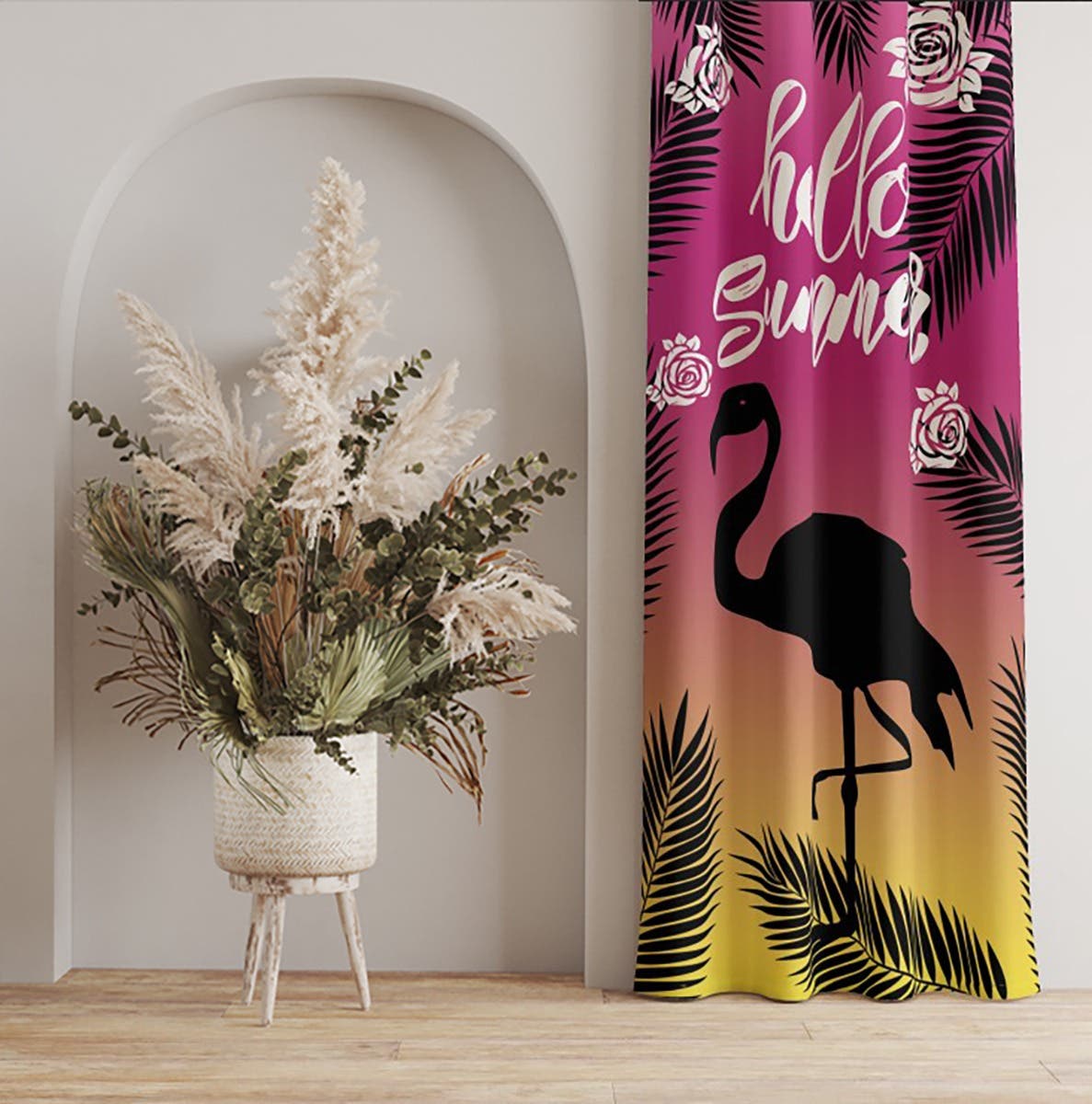Velvet Curtain, 1 Piece, 270×145 cm - Multicolor
