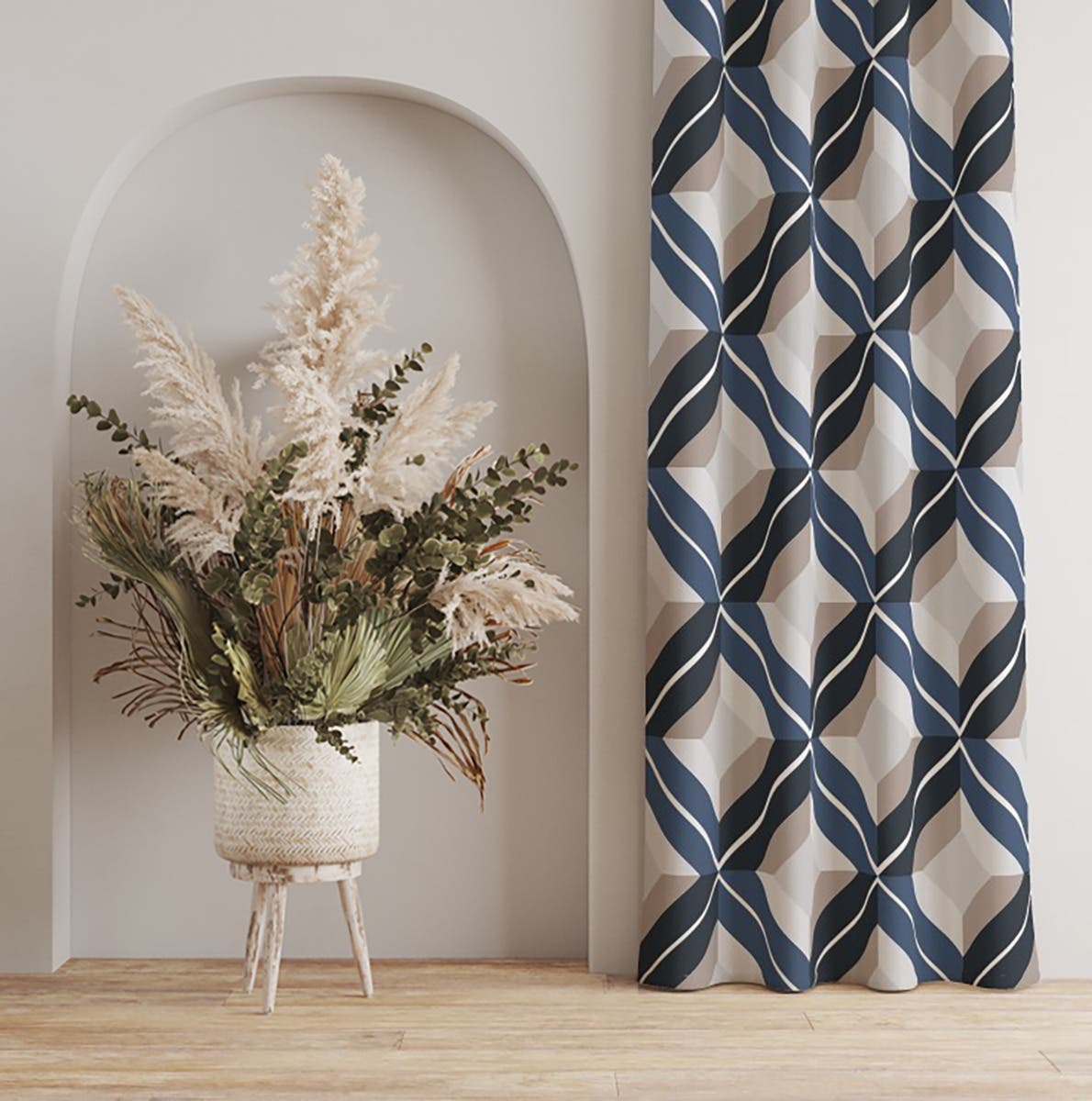 Velvet Curtain, 1 Piece, 270×145 cm - Multicolor