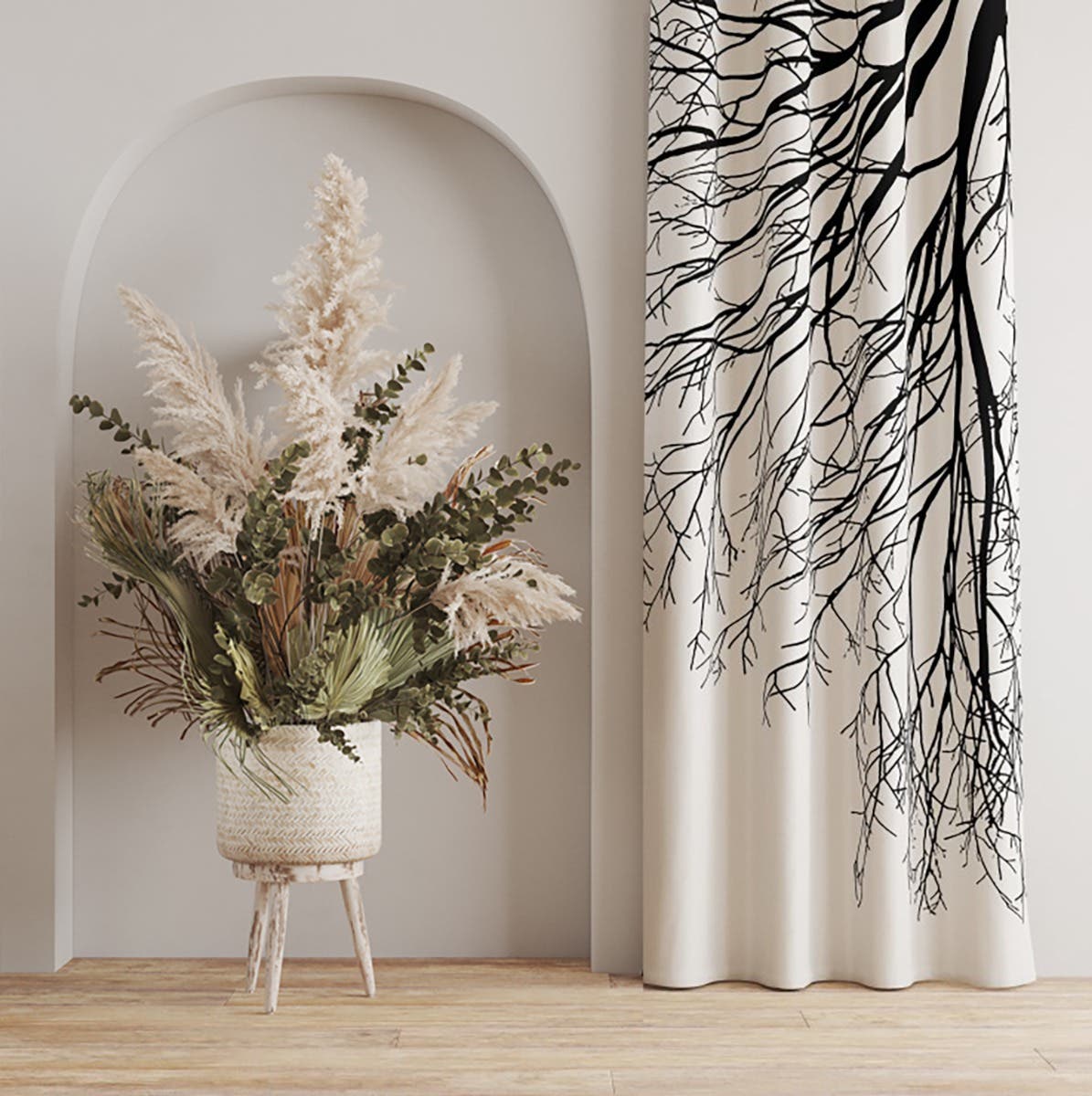 Velvet Curtain, 1 Piece, 270×145 cm - Multicolor
