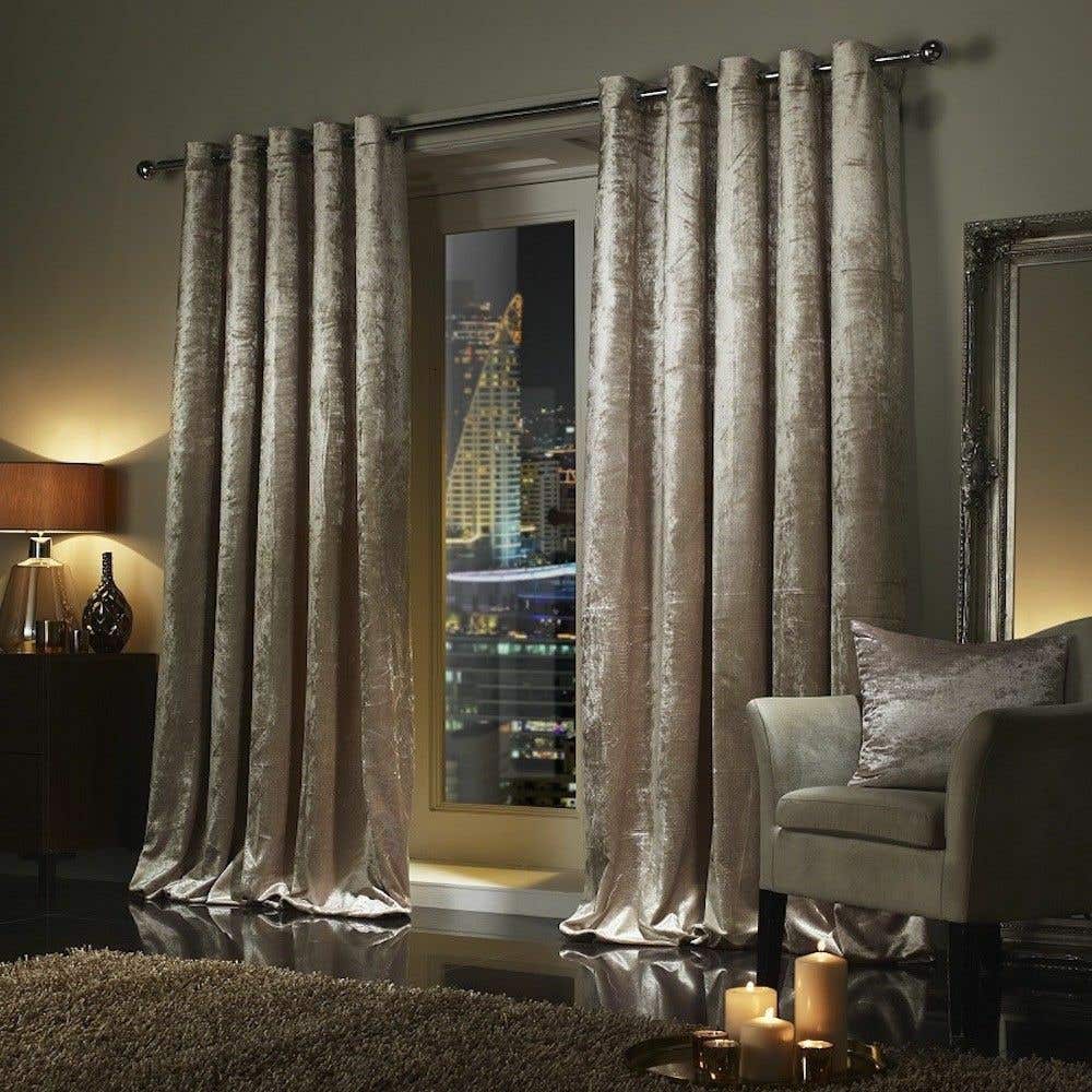 Turkish Velvet Curtain 2 Piece, 240×140 cm - Beige
