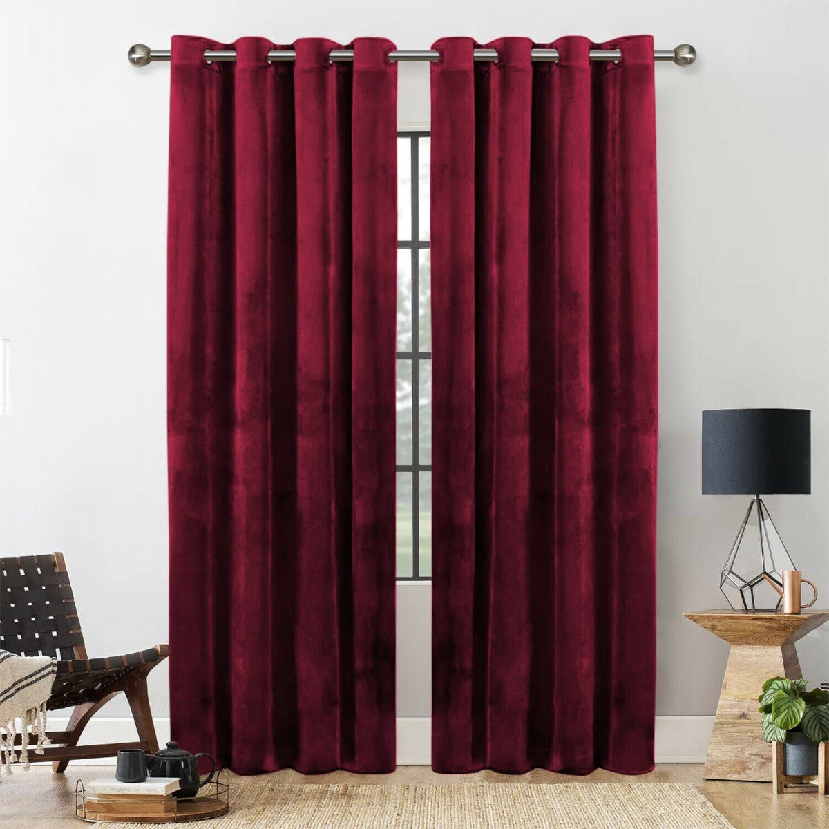 Turkish Velvet Curtain 2 Piece, 240×140 cm - Red