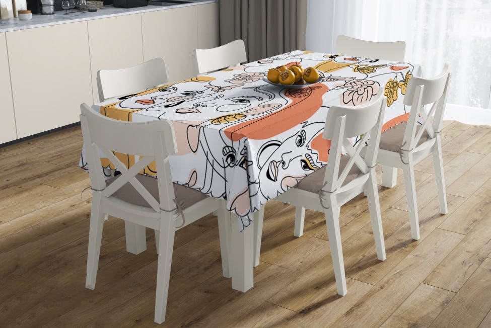 Modern Velvet Tablecloth, 140×200 - Multicolor