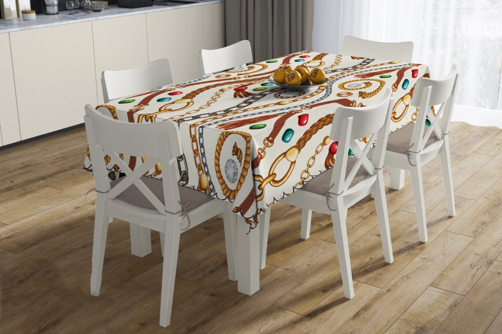 Modern Velvet Tablecloth, 140×200 - Multicolor