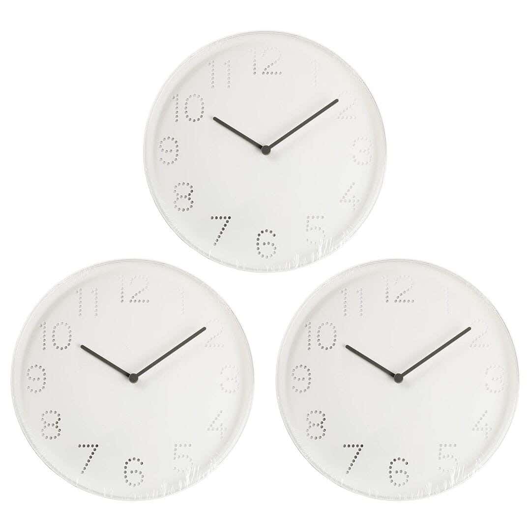 Wall clock, 3 pieces, 25 cm - white
