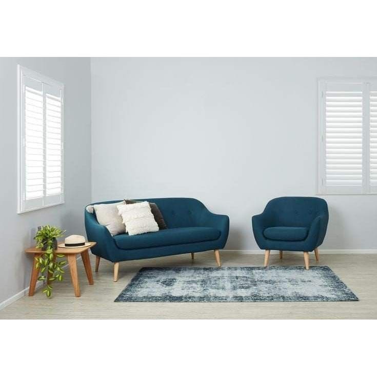Beech Wood Sofa and Chair Set - petrol