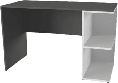 Modern MDF Desk, 2 Shelf, 75×120×60 Cm - Dark Grey White