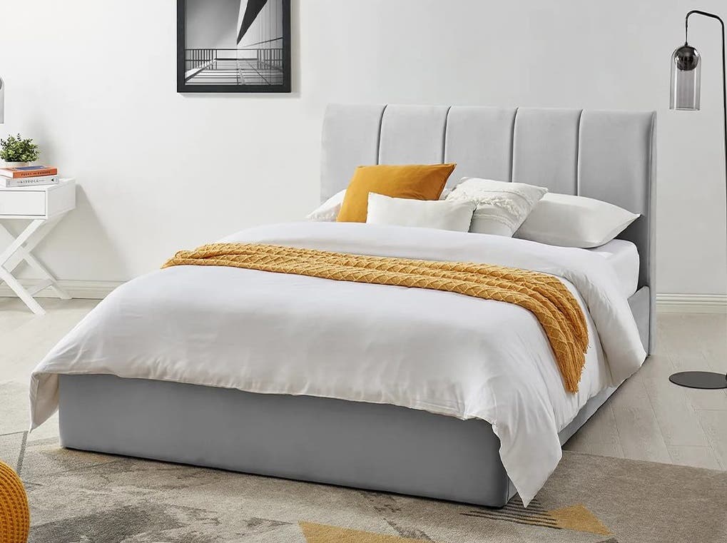 Single Bed With Storage, Velvet Fabric, 120 X 120 X 200 Cm - Grey