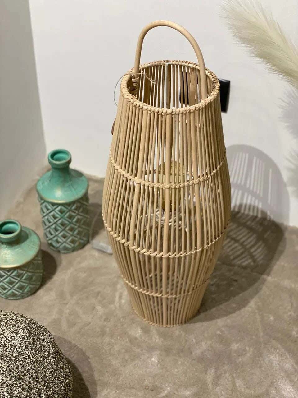 TBS Bamboo Boho Floor Lamp, 80 ×20 cm - Beige