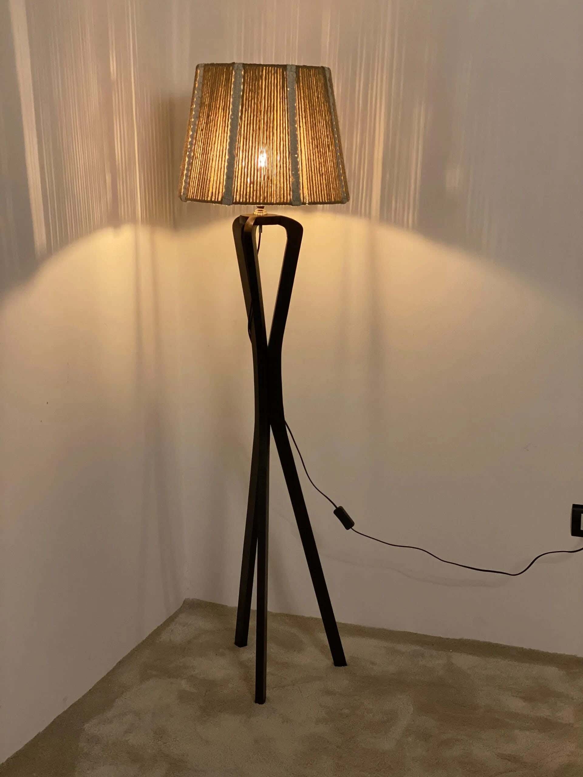 TBS Burlap Threads Boho Floor Lamp, 160 ×40 cm - Beige
