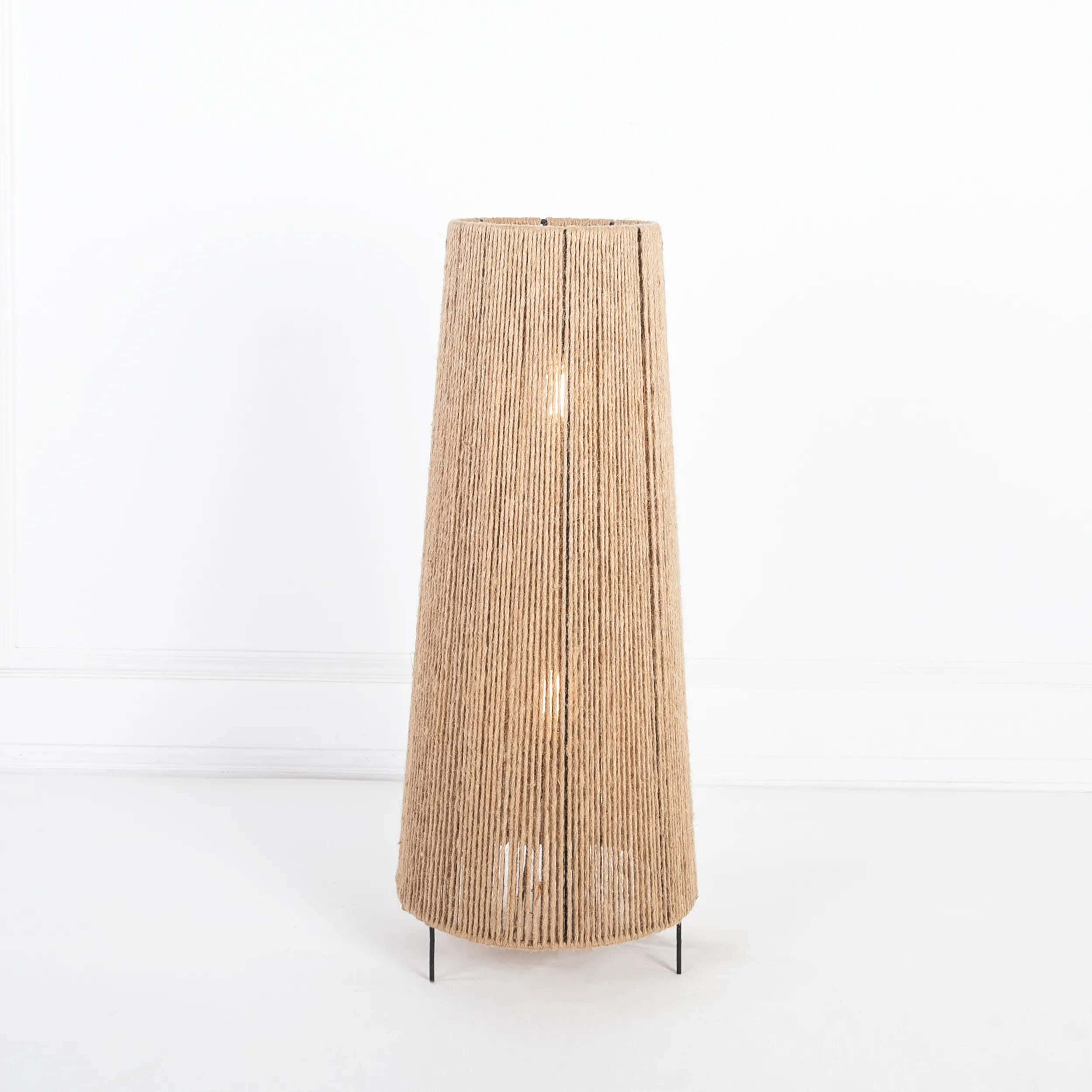 TBS Burlap Threads Boho Floor Lamp, 80 ×20 cm - Beige