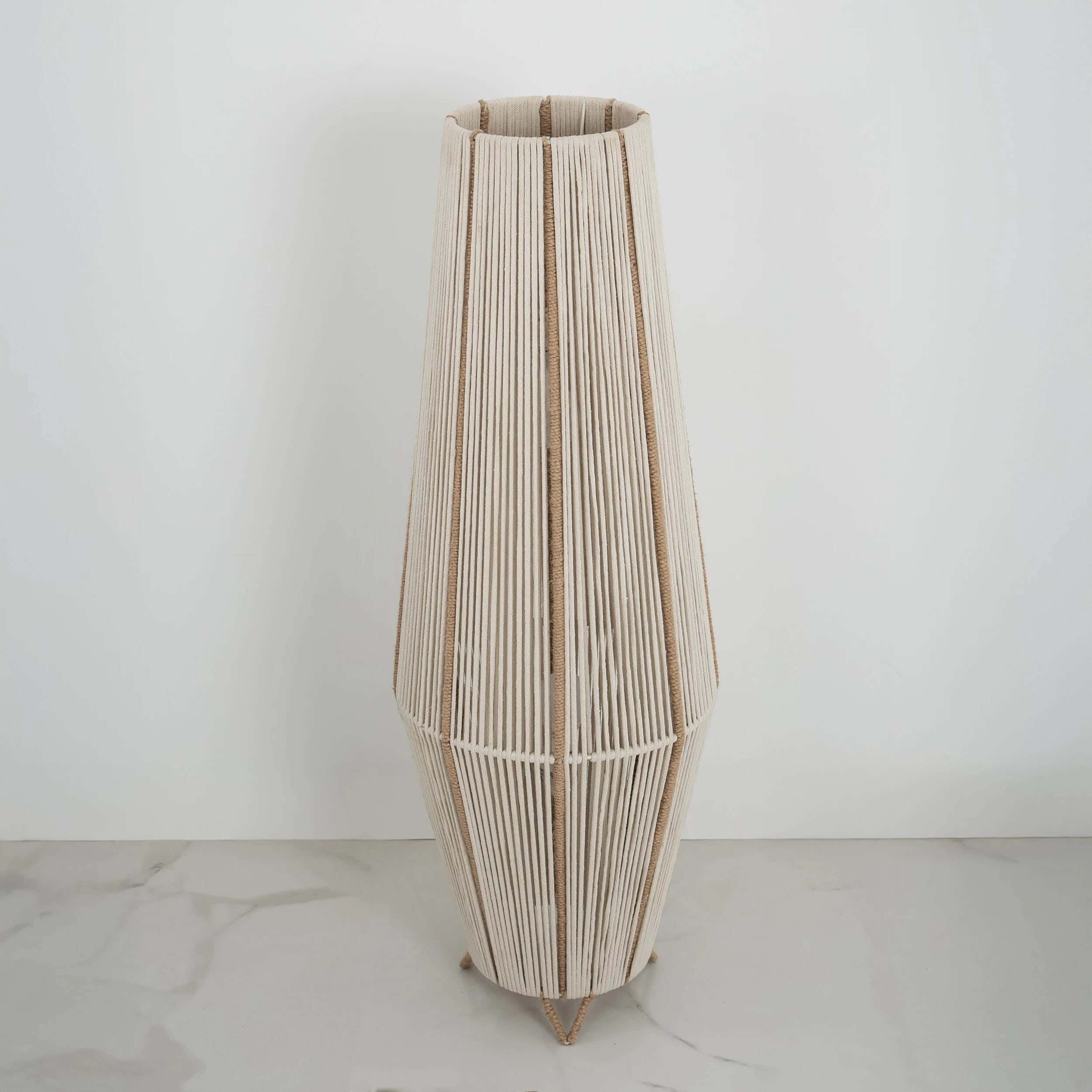TBS Home Floor Lamp, Macrame Strand, 25x25x100 cm - Off White