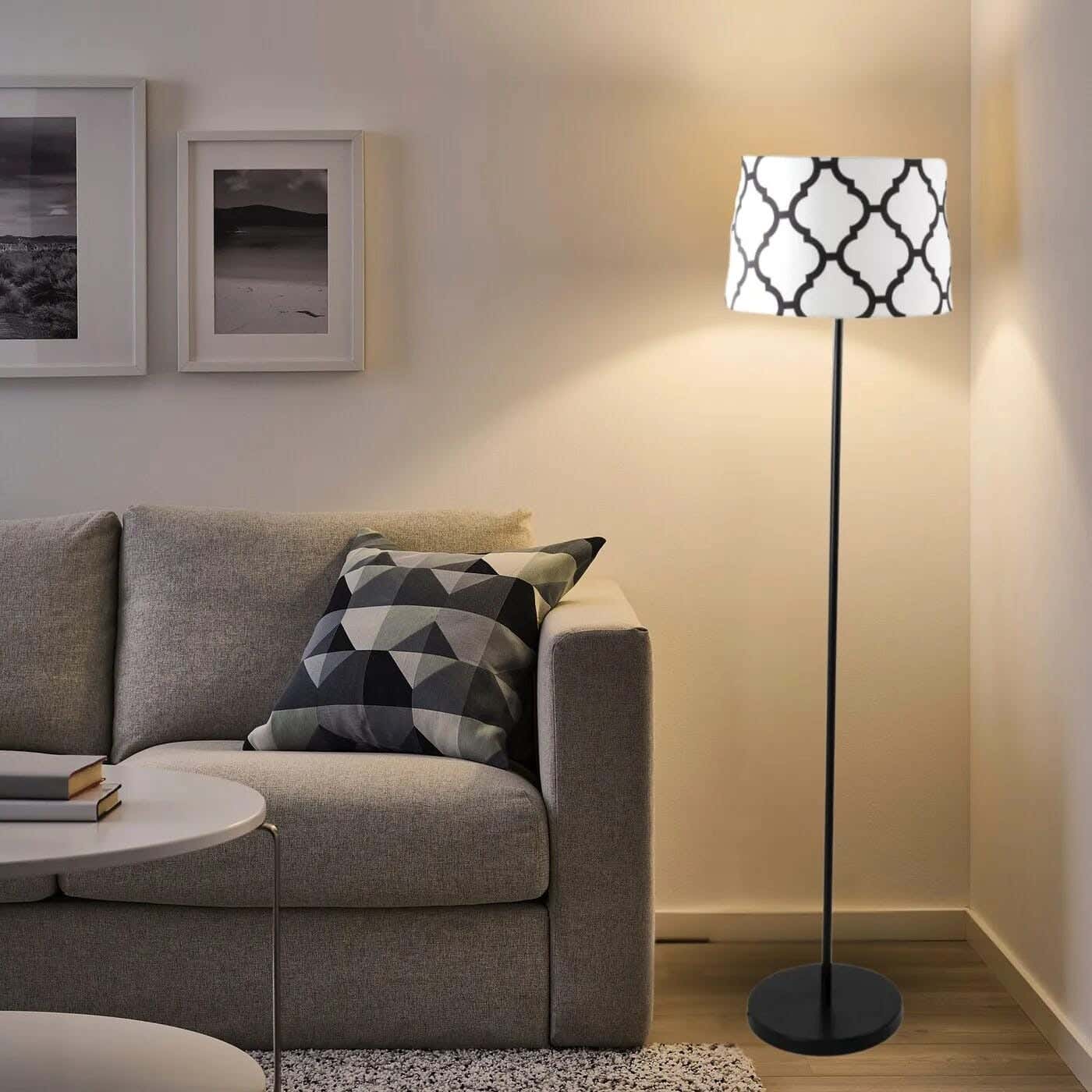 TBS Fabric Modern Floor Lamp, 160 ×40 cm - Black White