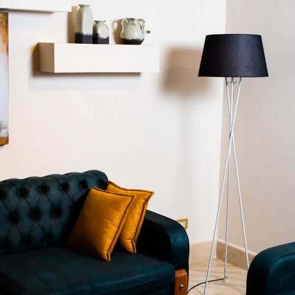 TBS Fabric Modern Floor Lamp, 160 ×40 cm - Black