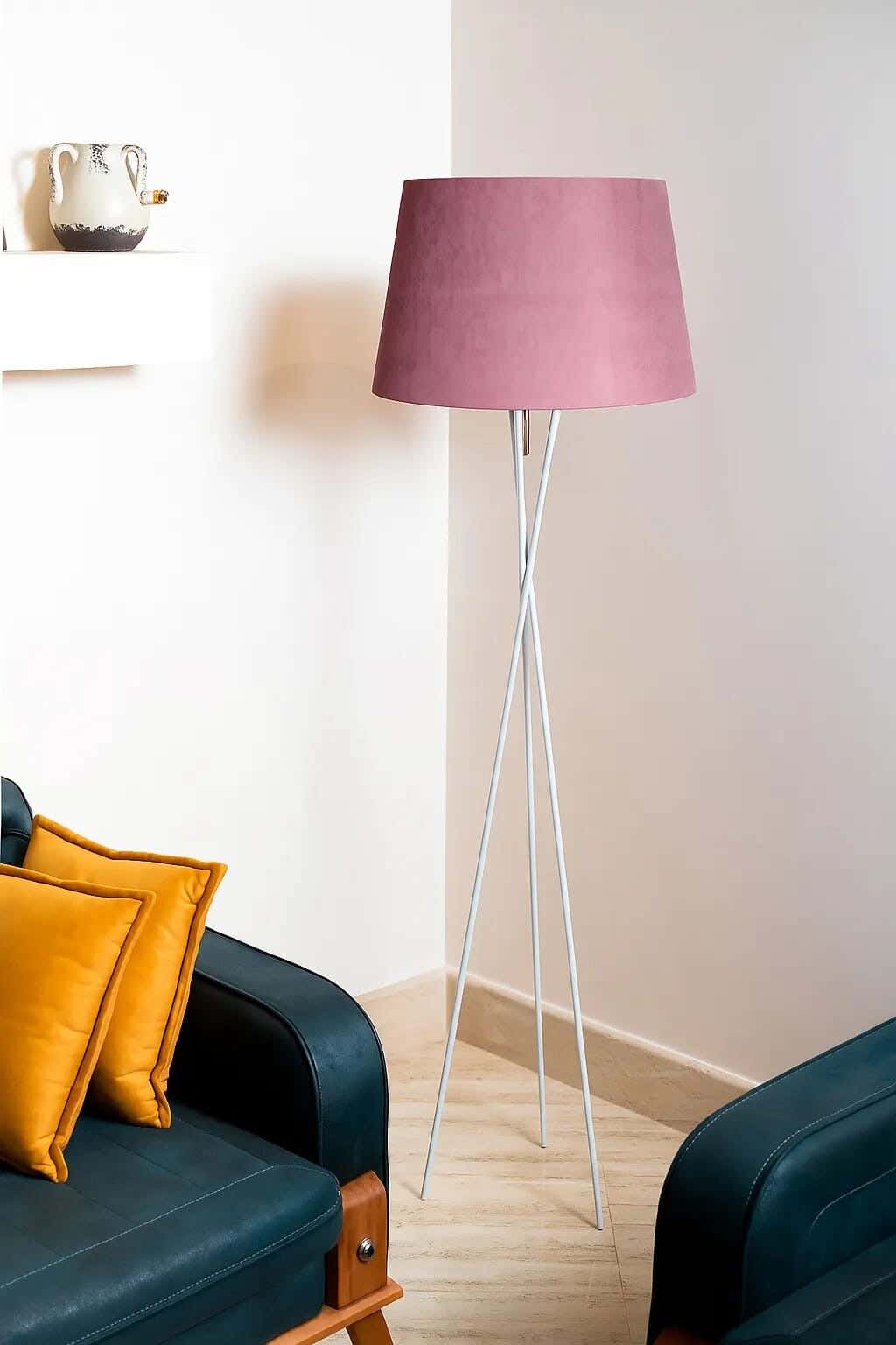 TBS Fabric Modern Floor Lamp, 160 ×40 cm - Cashmere