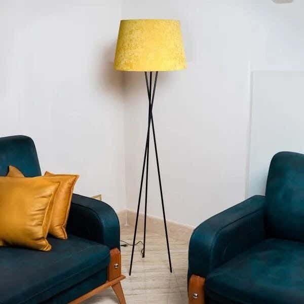 TBS Fabric Modern Floor Lamp, 160 ×40 cm - Yellow