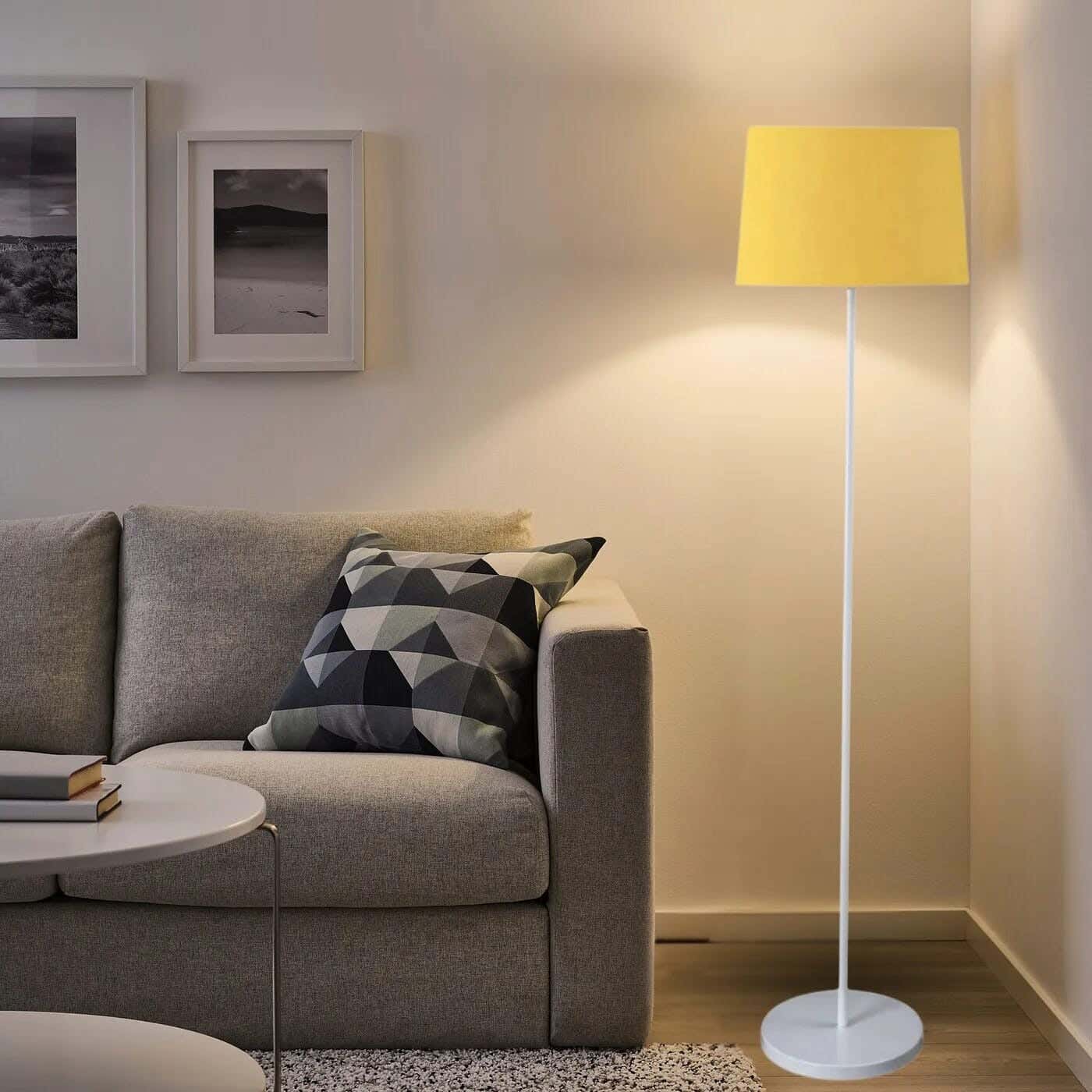 TBS Fabric Modern Floor Lamp, 160 ×40 cm - Yellow