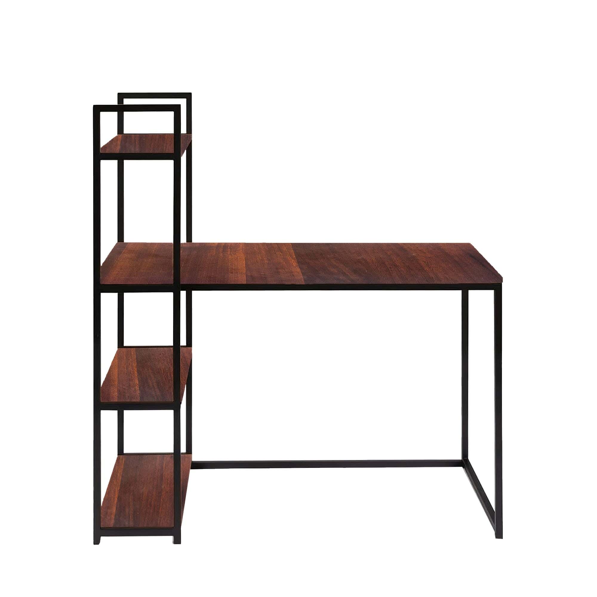 Metal Desk With Thai MDF Melamine Wood Surface, Electrostatic Paint, 120×120×60 cm, FM0027 - Brown