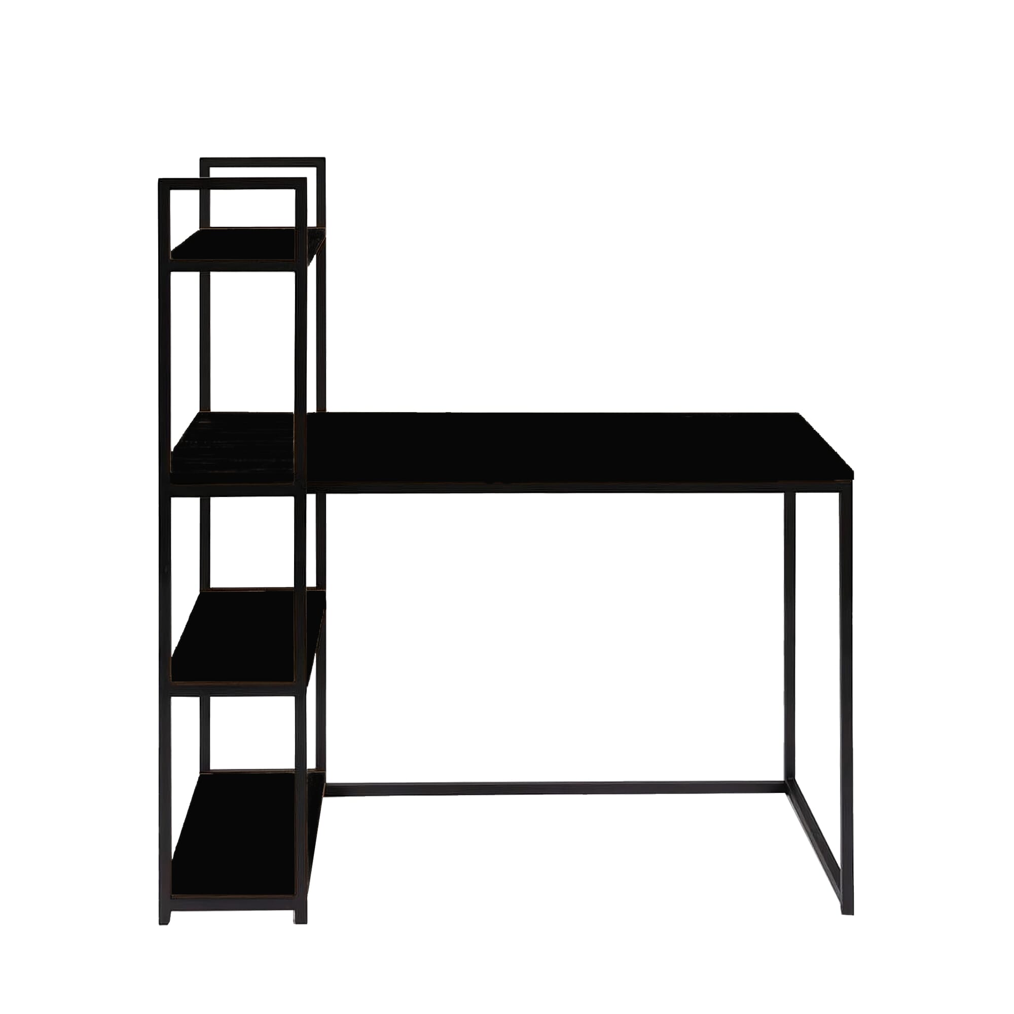 Metal Desk With Thai MDF Melamine Wood Surface, Electrostatic Paint Finish, 120×120×60 cm, FM0028 - Black