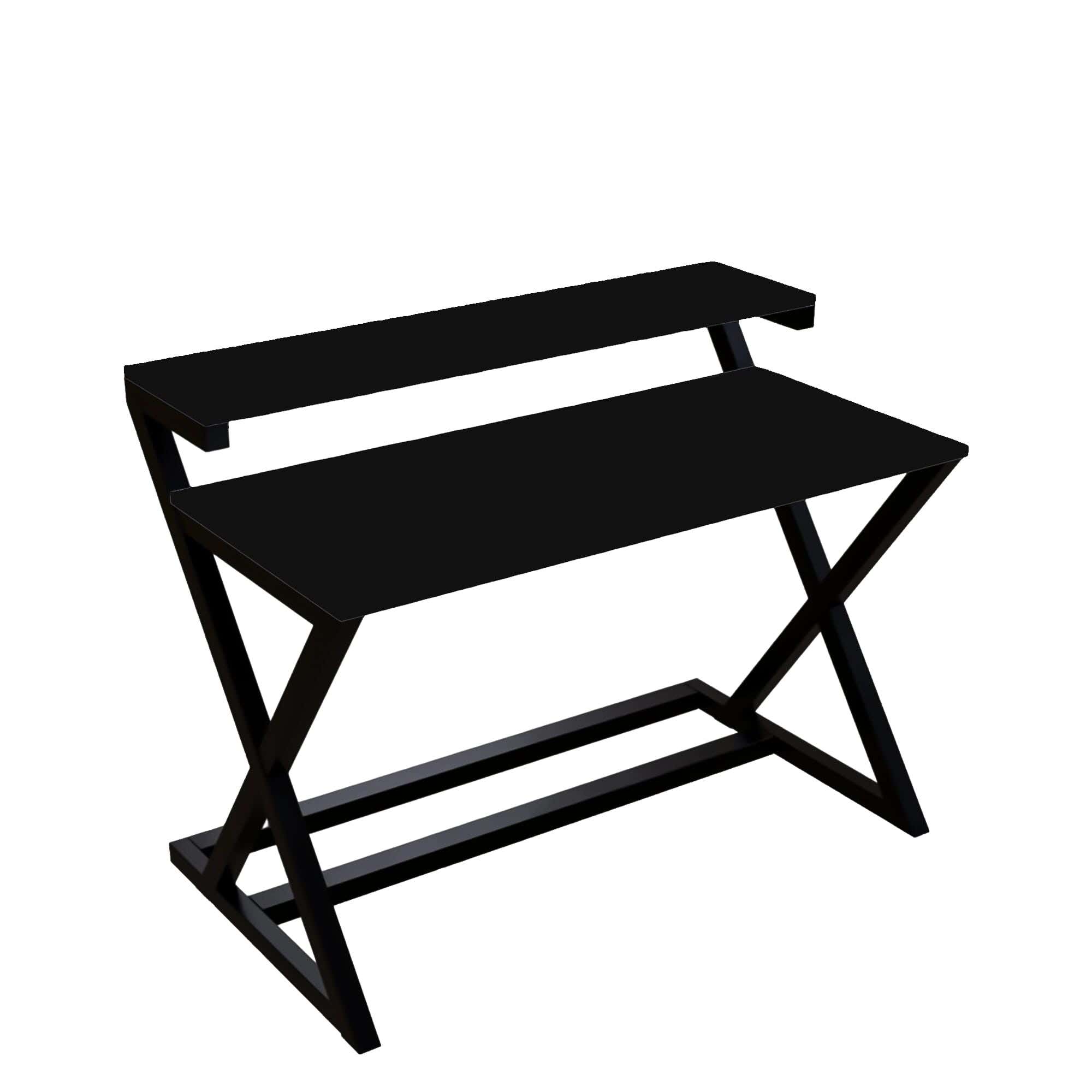 Metal Desk With Thai MDF Melamine Wood Surface, Electrostatic Paint Finish, 160×75×55 cm, FM0160 - Black