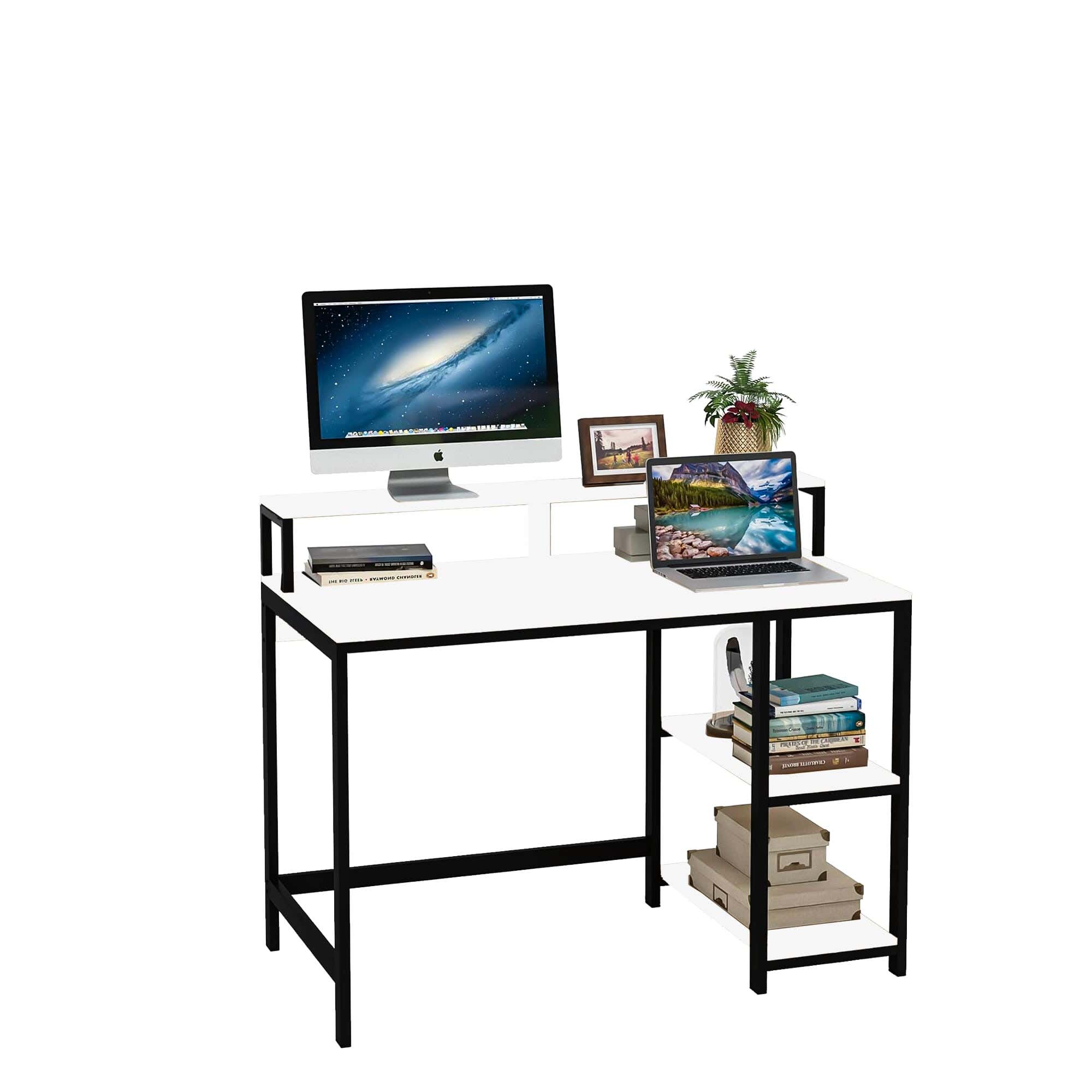 Metal Desk With Thai MDF Melamine Wood Surface, Electrostatic Paint Finish, 100×75×60 cm, FM0173 - White