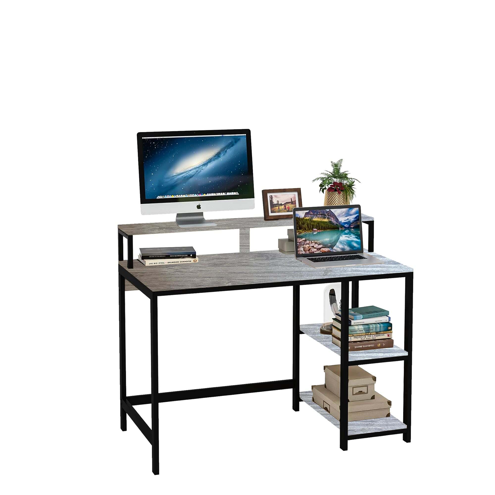 Metal Desk With Thai MDF Melamine Wood Top, Electrostatic Paint Finish, 100×75×60 cm, FM0174 - Grey